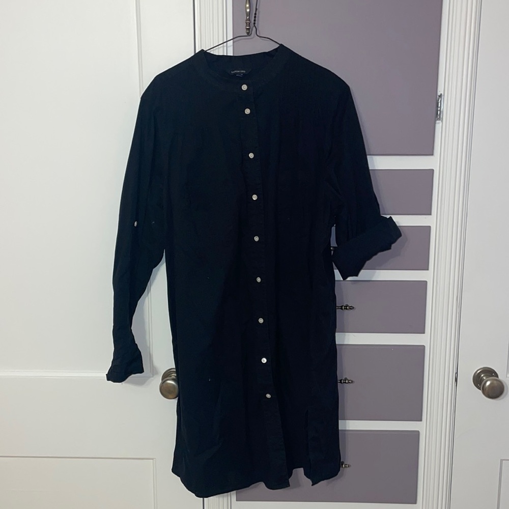 Lands End 2x dress black with buttons and adjustable sleeves